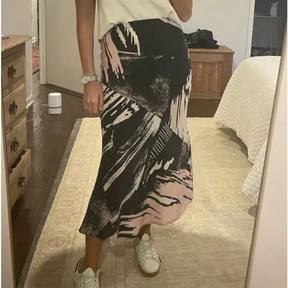 Untitled in Motion Black Bias Cut Midi Skirt XS Designer Career Abstract $262 - Picture 5 of 10